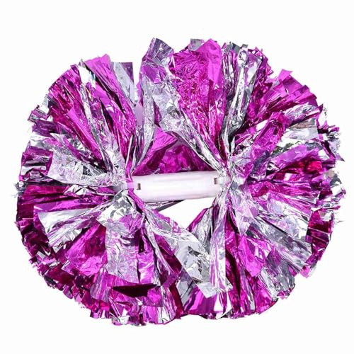 cheerer pompons pink,Tbest Cheer Pompons, Cheerer Pom Poms Cheering,1 Paar Cheerer Pom Poms Aero Cheering Pompons Metallic Für Tanzparty Schule Sport Wettbewerb(Rose + Silber)