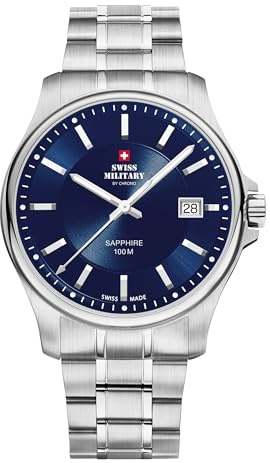 Swiss Military by Chrono Herren Uhr Armbanduhr Quarzwerk mit Edelstahl Metallarmband oder Lederband Analoge Herrenuhr SM30200
