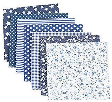 CULASIGN 7 Stück Patchwork Stoffe Blume Baumwollstoff Set Stoffpaket DIY Baumwolltuch Stoffreste Paket Stoffpakete (Dunkelblau,50 * 50cm)