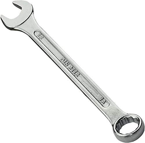 AERZETIX - C45574 - Gabelschlüssel gemischt metrisch 16mm - Gabel und Ring/Öse 12 Seiten - aus CR-V-Stahl zum Festziehen/Zusammenbau - gerader Griff - DIN 3113 - Farbe Silber