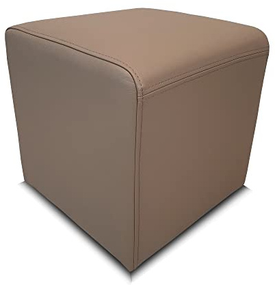 Quattro Meble Dark Beige Farbe Mocca Hocker Quadratisch Echtleder Sitzhocker Rindsleder Sitzwürfel Fußhocker Polsterhocker Echt Leder Puff (40 x 40 x H-40 cm)