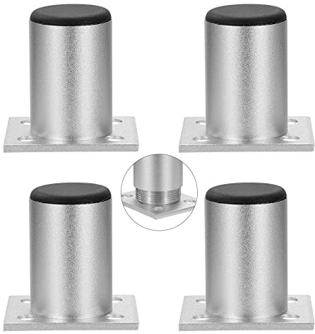 QIMEI-SHOP Möbelfüße Verstellbare Schrankfüße Edelstahl Tischfüße Runden Aluminiumlegierung für Sofas Tische 1 Stück Belastung bis 50 kg 60mm 4 Stück
