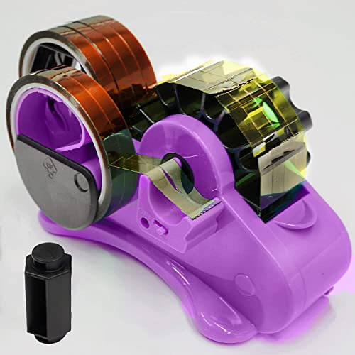 Purple Heat Tape Dispenser Sublimation - Multiple Roll Cut Heat Tape Dispenser 1 & 3 Core Double Reel Cores Sublimation for Heat Transfer Tape, Semi-Automatic Tape Dispenser with Compartment Slots