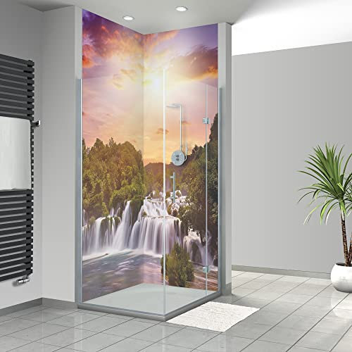 WANDFREUDE individuelle Duschrückwand Aluverbundplatte auf Maß (2 Stück - Kroatien - Premium Brillant Lack) – Dusche Wandverkleidung Duschwandverkleidung Duschrückwände