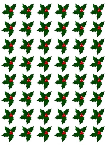 48 X HOLLY & BERRY LEAVES - CHRISTMAS - EDIBLE CUPCAKE CAKE TOPPERS D4