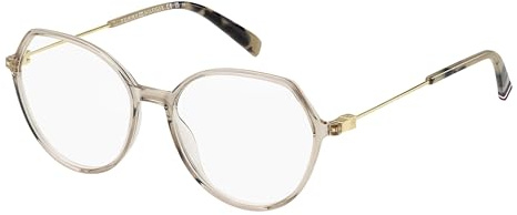 Tommy Hilfiger Brille mit Sehstärke für Damen optional mit Sonnenbrillentönung oder Blaulichtfilter, Rund, gefertigt aus Nylon (inklusive Brillenetui)