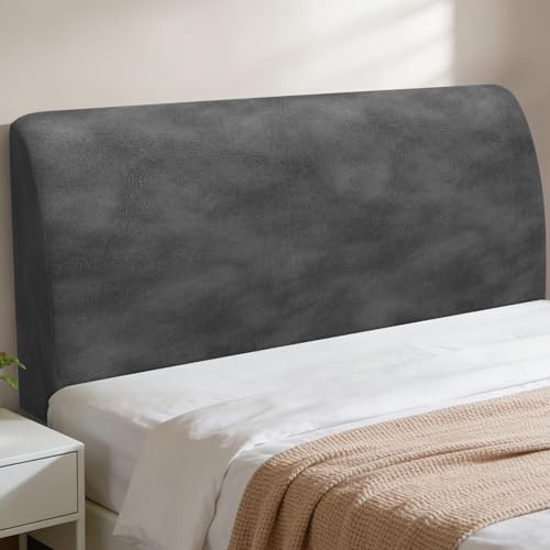 Yidaxing Kopfteil Bezug Dehnbarer BettKopfteil Bezug Geeignet für Kopfteil Bett 120 Schützt vor Verschleiß und Flecken Für Schlafzimmer Dekoration Dunkelgrau SilberfuchsFlausch