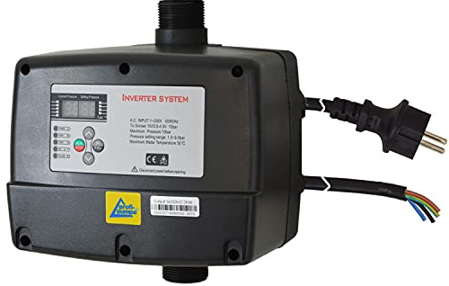 230V Inverter-Pumpensteuerung verkabelt 2,2KW Druckschalter Druckwächter | bis 9,6A Nennstrom, 1-9 bar, ENERGIESPARENDER Pumpen-Betrieb: Bis zu 85%
