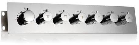 SWHC In der Wand Duscharmatur Mischbatterie Dusche Thermostat Messing Duschamatur mit Verbrühungshemmender Chromfarbe 6 Funktionen Duscharmaturen