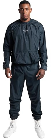 BOXRAW Hagler Sauna Suit 2.0 - Charcoal - M - Sweat Suit for Boxing & MMA - Top & Bottoms - Professional Non Rip Weight Loss Training Gear - Multiple World Champion Tested & Waterproof Zipped Pockets