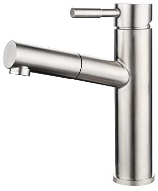 Ausziehbarer Wasserhahn for das Badezimmer, aus gebürstetem Nickel, Edelstahl, 360 ° drehbar, Einhand-Waschtischarmatur, Badarmatur