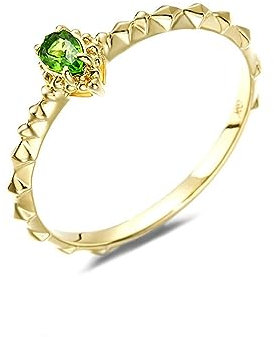 Whoiy Eheringe Frauen 750 Diopsid Elegant Verlobungsring Zierlich Echt 18 Karat Gelbgold Hochzeitsringe für Damen Größe 49 (15.6)