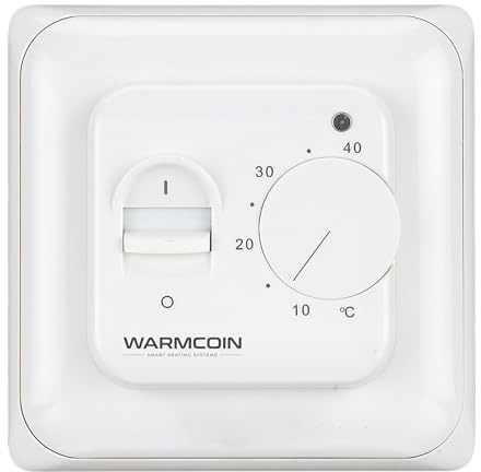 W70 Mechanisches Raumthermostat für elektrische Fußbodenheizung, Klassischer Temperaturregler mit Drehknopf & Bodenfühler, Unterputz Heizungsthermostat 16A (Weiß)
