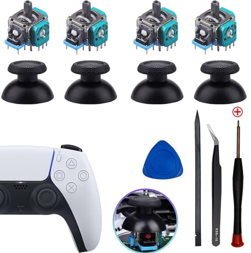 PS5 Joystick Ersatz für Sony PlayStation 5 Controller - Reparaturset Mit 3D Sensor Modul für DualSense Analog Stick (4 Stück)