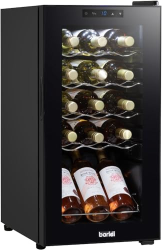 15 flaskor dubbelzon fristående vinkylare kylskåp – LED-bakgrundsbelyst svart och glas