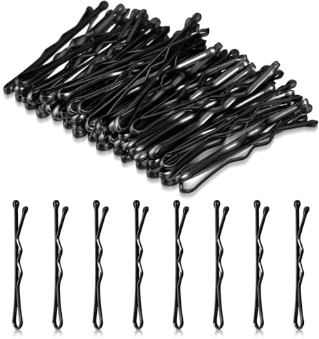 AOZUO 50 Stück Haarklammer Klein,3.5cm Haarklammern Klein,Haarnadeln Kleine Haarklammern Mini Bobby Pins Gewellte Haarnadel Haarspange Aus Metall Haarklammern für Frauen Mädchen Kinder Dutts(Schwarz)