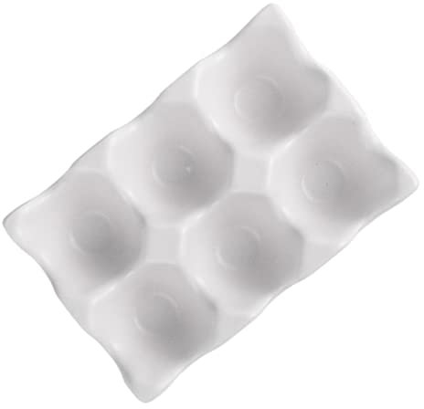 PAMINGONO 6grilles Boîte à Œufs Céramique Blanche Support Anti-glissant Pour Réfrigérateur Rangement Œufs Design Moderne Et Élégant Stockage Pratique Pour Cuisine