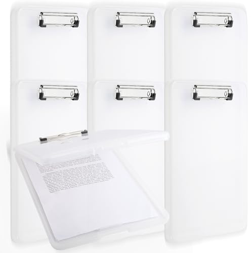 Tczecoo 6 Stück Klemmbrett mit Lagerung, Klemmbrett A4 mit Deckel, Transparent | Schreibbrett mit Aufbewahrung, Tragbares Kunststoff-Klemmbrett für Schule Industrie Büro, Wiederverwendbar, 23,9 x 34,0 x 2,3