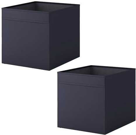 Drona Fabric Storage Box Insert - Black - 33x38x33cm - Foldable and Durable Cube Organizer for Shelves, Closets, and Home Storage, pack of 2