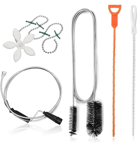 5 PCS Drain Unblocker Tools, Multifunctional Sink Unblocker Tool Reusable Plastic Drain Unblockers Hair for Sewer Flexible Pipe Cleaner Brush and Sink Snake Drains Hair Removal Tool