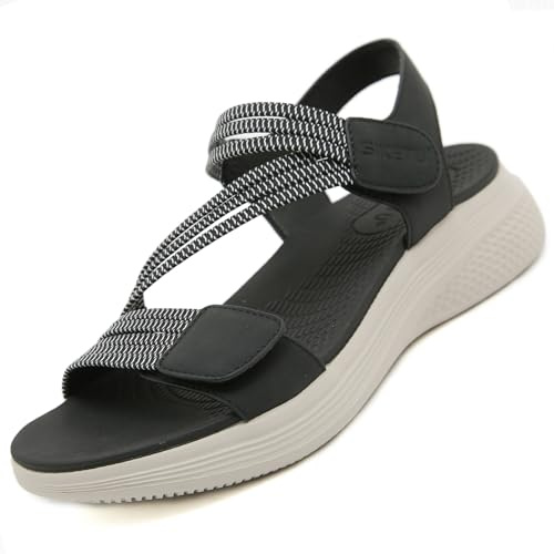 Ulicox Sandali Ortopedici Donna Estive Sportivi Eleganti Comodi Sandals Antiscivolo Traspiranti Scarpe da Spiaggia Moda Punta Aperta Sandalo Nero 40