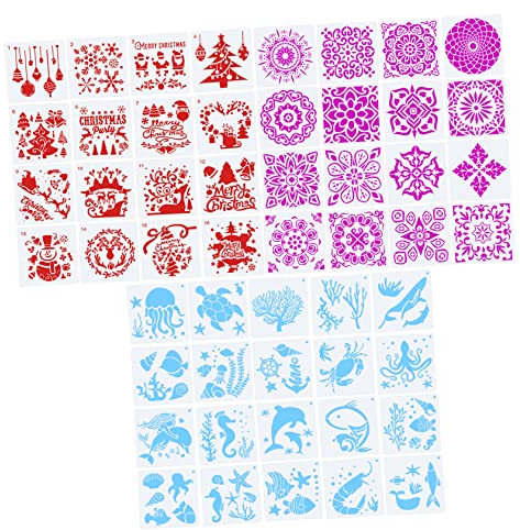 SHINEOFI 52 Stück Malvorlage Schneeflockenschablonen Wiederverwendbar Schablonen Zum Malen Schablonen Für Meeresmalerei Schablonen Für Kunstzeitschriften Schminkschablonen Szene Plastik