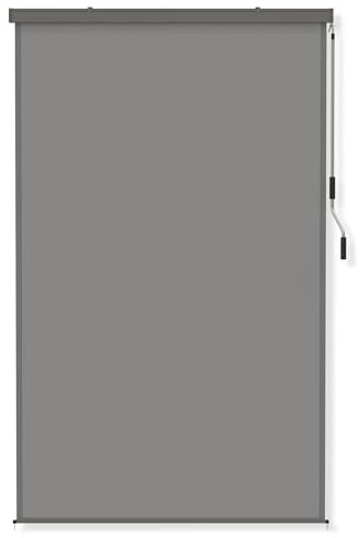 FIVMEN Senkrechtmarkise Außen 160x250 cm Aussenrollo Wetterfest Sonnenschutz mit Handkurbel Sonnenschutzrollo Balkonrollo 160 cm Breit Balkonschutz Balkon Sichtschutz für Terrasse Garten, Grau