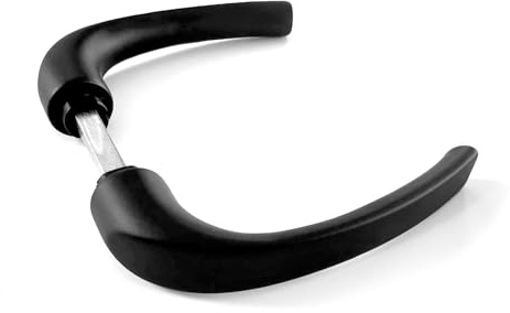 ARCO · Juego de Manillas Decorativas para Puerta Sin Roseta – Estilo Moderno con Fijación Vista | Acabado Negro Mate