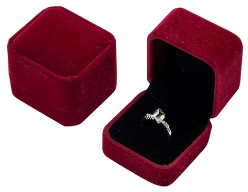Copbopwn Velvet Ring Box Engagement Ring Boxes for Jewellery Wedding Ring Box Wedding Day Gifts Earring Gift Boxes for Proposal Engagement Ceremony Women Men (red)
