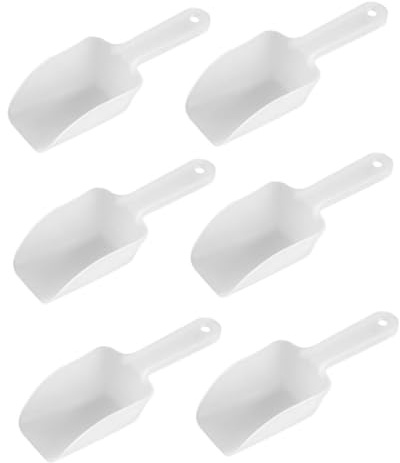 Healifty 6pièces Lot De Pelles à Farine Plastique Blanc Petite Cuillère Ergonomique Pour Glace Riz Céréales Ustensiles Cuisine Professionnelle Pour Suspendre Pour Restaurants Et Services