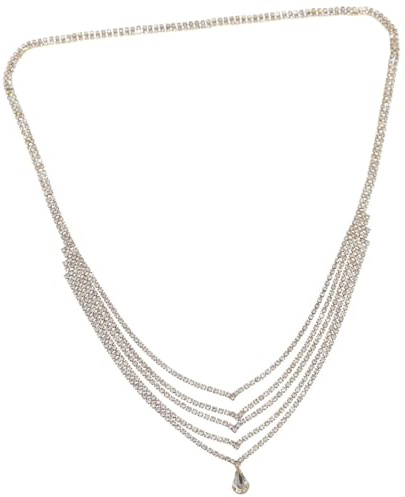 MUSISALY Cadena Cabeza Múltiples Capas de Cristales Dorado, Accesorio Único y Elegante Cabello de Mujer en Bodas y Aniversarios