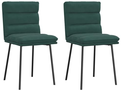 QUAHEAS Esszimmerstühle 2er Set, Dunkelgrün Samt, Modern Design, Metallbeine, Ergonomischer Komfort, Küchenstühle für Esszimmer, Wohnzimmer