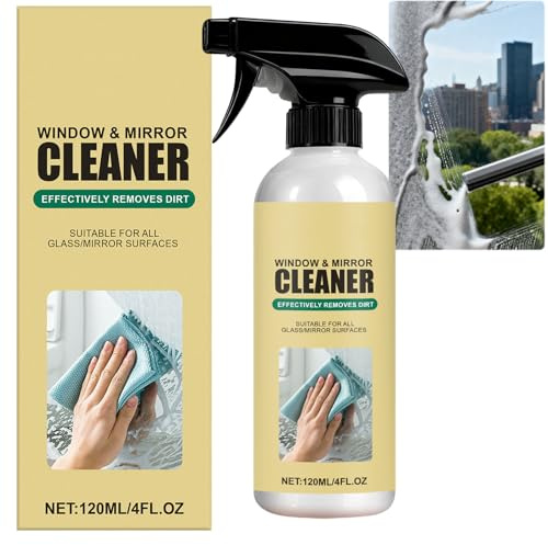 Streak-Free Foam Glass Cleaner Spray for Windows & Mirrors, Removes Fingerprints, Smudges & Soap Scum, Multi Use Fast-Acting for Shower Doors, Car Windows & Indoor/Outdoor Glass Surfaces (1PCS)
