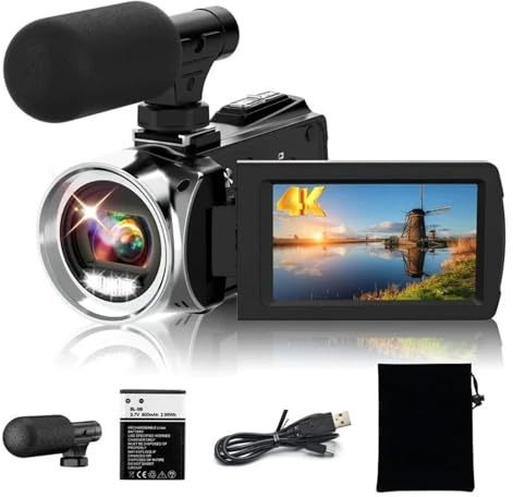 gdsDEs 4k HD Dight Camera Electronic Anti Shake Handheld With Microphone 18x Zoom Cameras Student Campus 48mp Portable Vlog Camcorder(Without memory card)