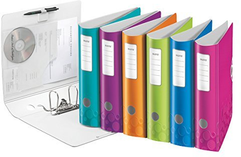 5er Pack Leitz WOW Multifunktions-Ordner (A4, Runder Rücken 8,2 cm Breite, Gummibandverschluss, Kunststoff) (breit, sortiert)