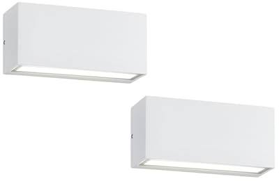 2er Set Außenwandleuchten Up- & Down Light in Weiß, Breite 14cm