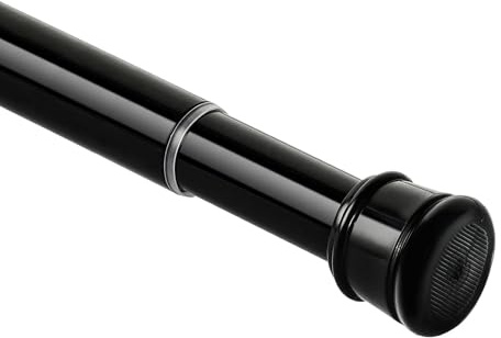 Ginbel Direct No Sectional Assembly Tension Curtain Rod 56-104 Inch, 1 Diameter Spring Long Adjustable Shower Curtain Rods for Bathroom Windows Closet No Drilling No Rust, Black