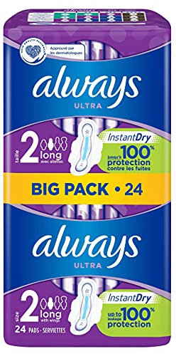 Always Ultra Long (Größe 2) Damenbinde mit Flügeln x24