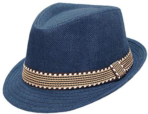 Kinder Sunhats Unisex-kleinkind-kind-kind-jungen Hüte Mädchen Caps Sommer Strohhut Breiten Rand Jazz-fedora-hut Gangster Cap Marine-blau