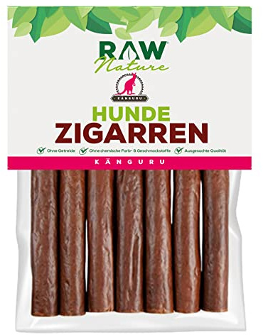 RAW Nature Hunde-Zigarre Känguru – 7 Stück, Monoprotein & getreidefrei | Natürlicher Hundesnack aus hochwertigem Muskelfleisch, luftgetrocknet, getreidefrei und mit 98% Fleischanteil.