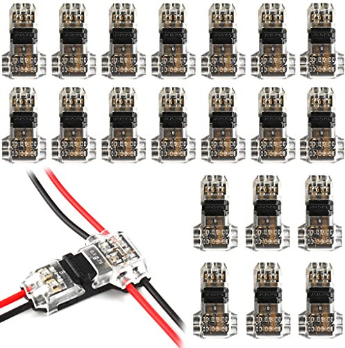 20 Stück Wasserdicht T Verbinder, Niederspannung und Staubdicht T Hahn Kabelverbinder, Keine Notwendigkeit Isolierband zu Wickeln, Anschlusskabel für Verzweigung in Drähte