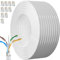 Cable Ethernet 50m, Cable Rj45 Blindé Cat 6 Gigabit Câble Réseau Extérieur Anti-Brouillage Résistant Aux Intempéries FTP 23AWG Cable Internet Blanc 50 Mètres Cable Lan pour Modem Routeur