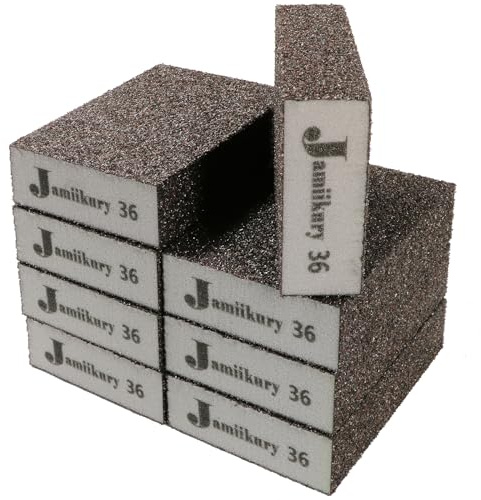 8Pcs 36 Grit Sanding Blocks, Jamiikury Coarse Sanding Sponge Washable and Reusable, Wet Dry Sandpaper Sponge for Wood Metal FurniturePaint and Drywall