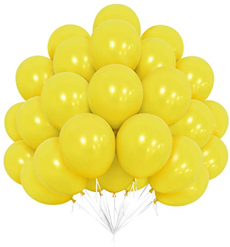 Yellow Balloons, 50 Pcs 12 Inch Matte Yellow Latex Balloons Pack for Kids Sunshine Lemon Daisy Honeybee Popcorn Theme Birthday Party Baby Shower Anniversary Carnival Decorations