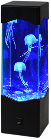SATISFIRE Jellyfish Lampe Quallenlampe blau Dekoleuchte mit 3 schwebenden Quallen USB Batteriebetrieb (3 x schwimmende Quallen) (Deep Ocean Blue)