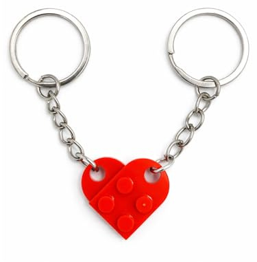 LAC EVERYTHING EVERYWHERE Couple Heart Keyring – Matching Brick Heart Keychain for Him and Her – Gift for Anniversary, Valentine's Day or Birthday – 2-in-1 Interlocking Couples Keyrings