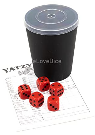 DiceCupFlex - Flexibler Würfelbecher mit Deckel inkl. 5 Würfel & Block - Made in Germany