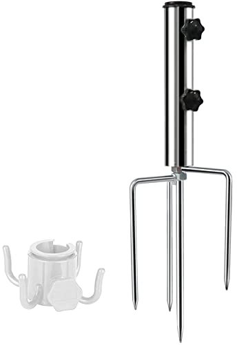 LEcylankEr Base per Ombrellone con 4 Oicchetti, Porta Ombrellone per Esterno Rimovibile Regolabile, Supporto per Ombrellone in Metall per Spiaggia/Prateria/Sabbia