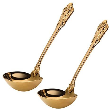 DAZLOR Lot de 2 louches en acier inoxydable 304 - Accessoires de cuisine - Doré