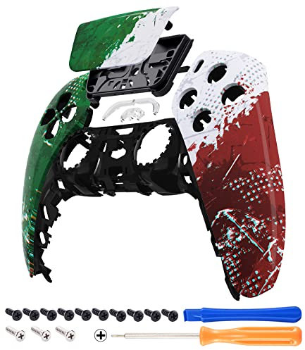 eXtremeRate Impression Italy Flag Touchpad Front Top Shell Compatible with ps5 Controller BDM-010 020 030 040 050, DIY Replacement Shell Custom Touch Pad Cover Compatible with ps5 Controller